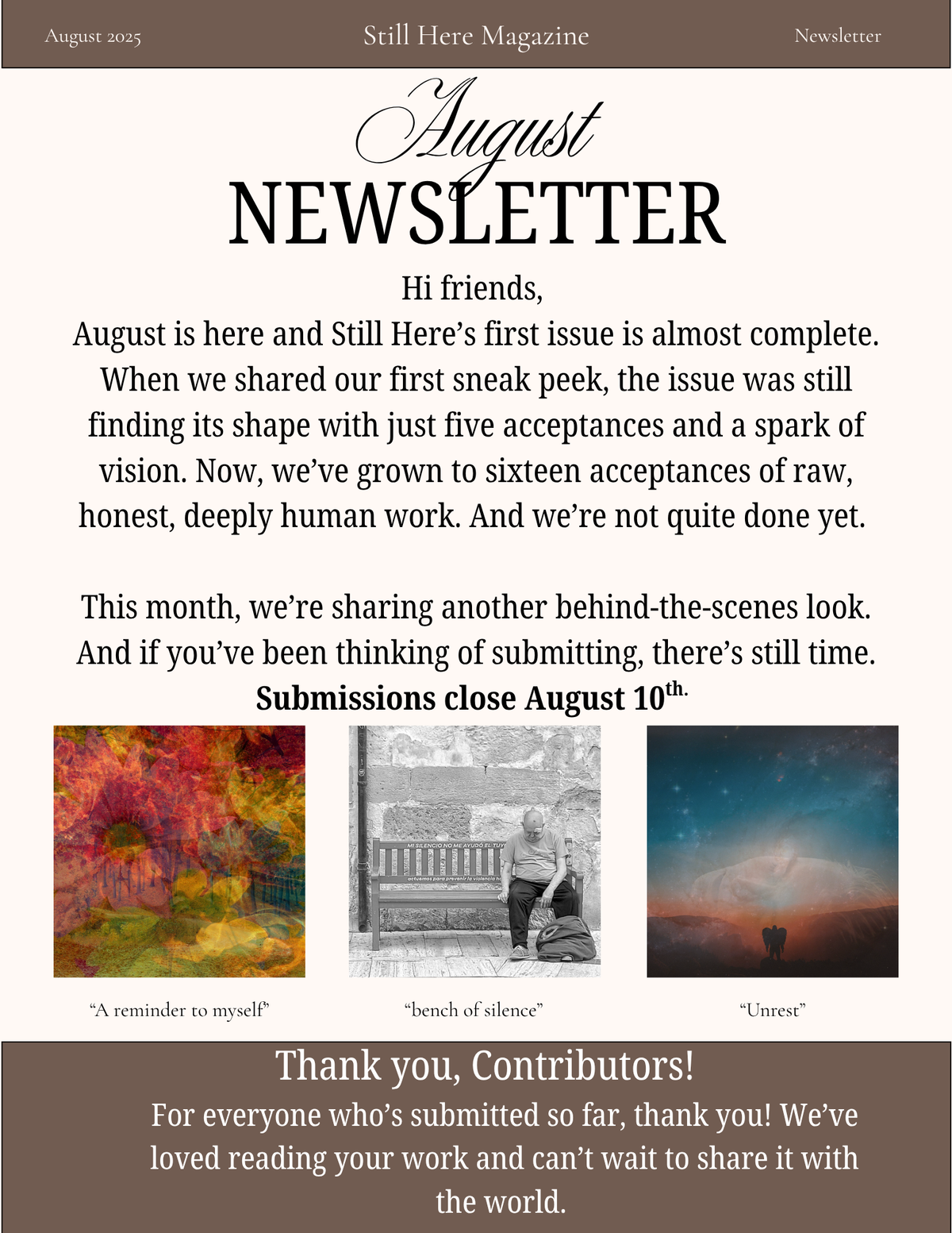 Thinking of Submitting? Only Nine Days Left!